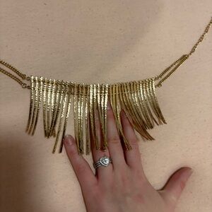 Beautiful Gold fringe spike Necklace costume jewelry